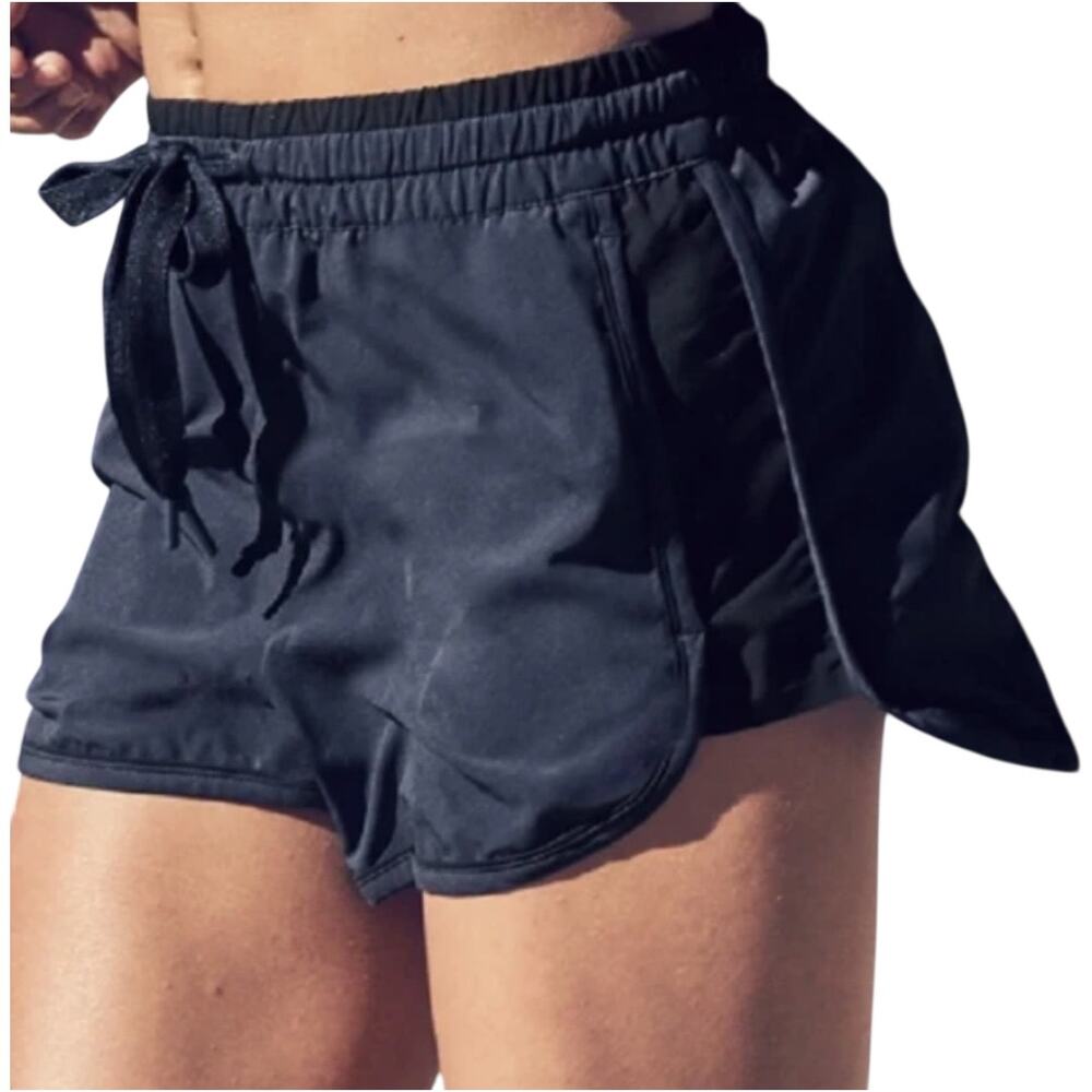 Athleta Colorblocked Brooklyn Shorts UPF 50+ Pockets Mid Rise Navy Black 8